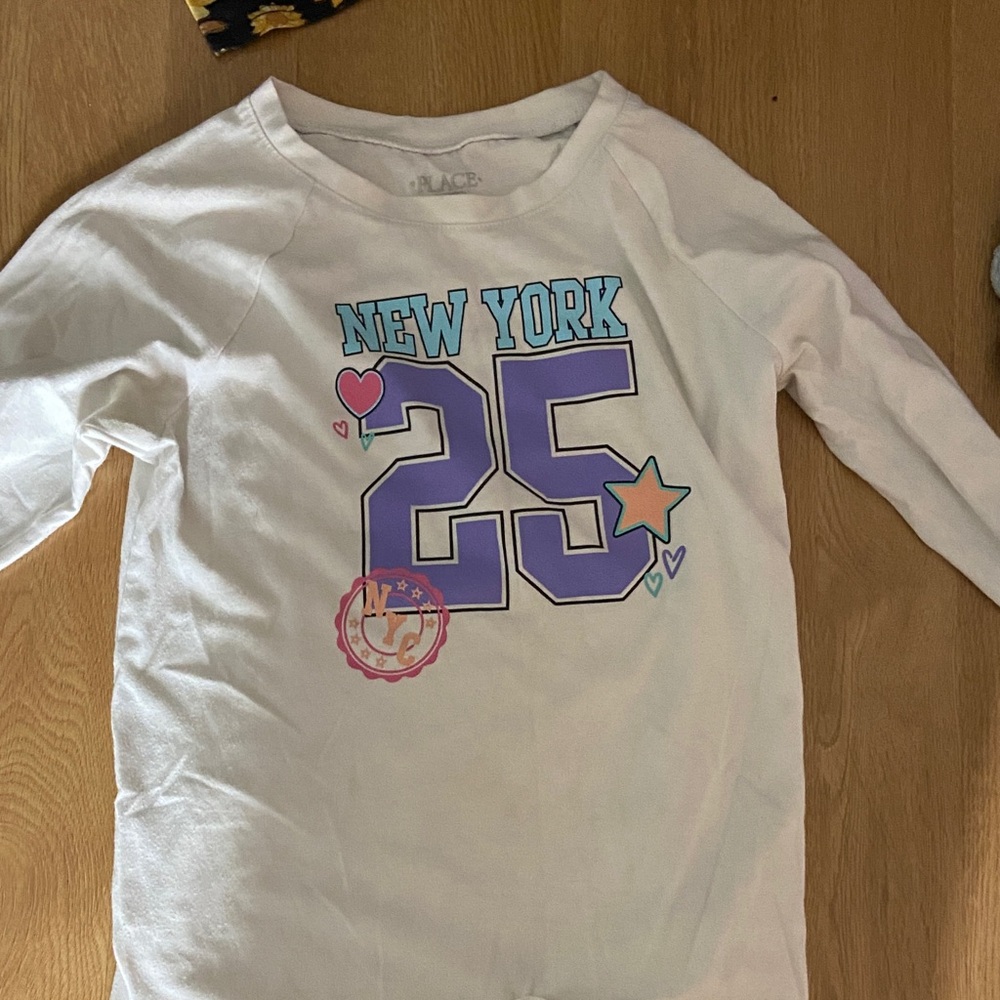 Place Kids White and Purple Graphic Long Sleeve Tee